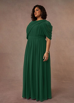 Azazie Olena Mother of the Bride Dresses Dark Green A-Line Sequins Chiffon Dress image9