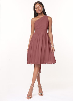 Azazie Katrina Bridesmaid Dresses Amethyst A-Line One Shoulder Chiffon Dress image1