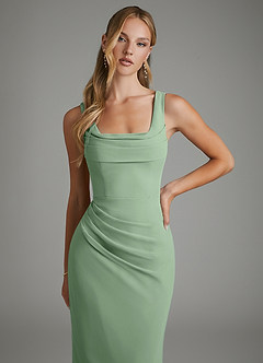 Azazie Asa Vestidos de damas de honor Vestido Matcha de Gasa de Corte Recto con Corsé image3