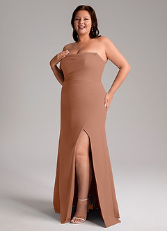 Azazie Leonis Bridesmaid Dresses Bronzer Sheath Strapless Chiffon Convertible Dress image13
