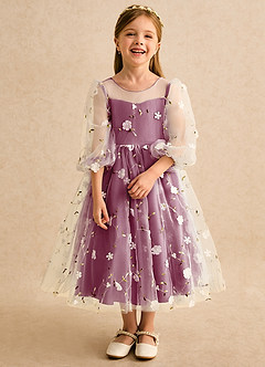 Azazie Elowen Robe Demoiselle D'honneur Fillette Robe Trapèze en Dentelle Encolure en Forme de Cœur Mûre image5