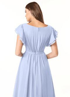 Azazie Daphne Modest Bridesmaid Dresses A-Line Ruffled Chiffon Floor-Length Dress image5