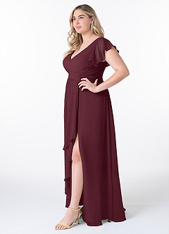 Azazie Omari Vestidos de madrinha de casamento Vestido Cabernet de Chiffon de Linha A image9