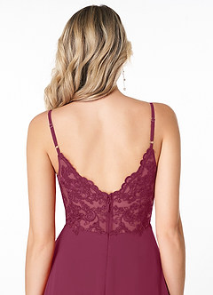 Azazie Lena Bridesmaid Dresses Mulberry A-Line Lace Chiffon Dress image5