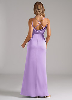 Azazie Callan Bridesmaid Dresses Lilac A-Line Pleated Stretch Satin Convertible Dress image2