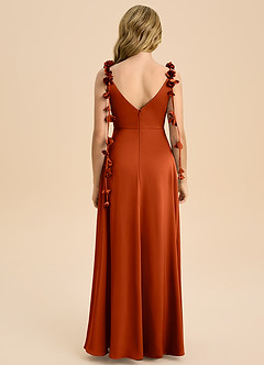 Azazie Gumdrop Junior Paprika Empire Pleated Stretch Satin Dress image7