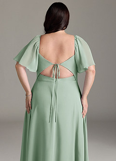 Azazie Chloe Bridesmaid Dresses Agave A-Line Sweetheart Neckline Chiffon Dress image13