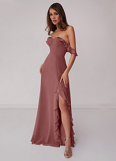 Barbie ♥ Azazie Final Sale Desert Rose A-Line Off the Shoulder Chiffon Convertible Dress image4