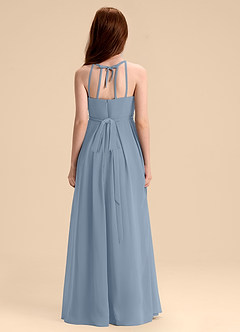 Azazie Arianthe Junior Dusty Blue A-Line Pleated Chiffon Dress image2