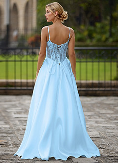 Nimbus Hellblau Ballkleid aus Satin mit Korsettausschnitt image2