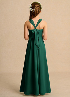 Azazie Tater Junior Formal vestidos de niña de las flores Vestido de Esmeralda de Gasa de Corte En A con Plisado image2