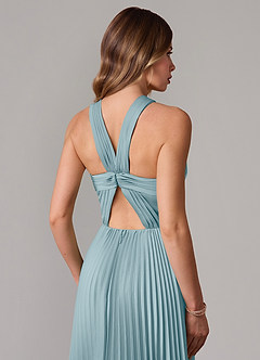 Azazie Afra Brautjungfernkleider A-Linie Plissee Stretch-Satin Kleid Stimmungsvolles Blau image6
