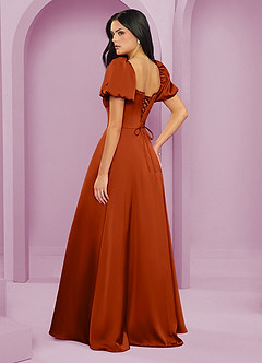 Barbie ♥ Azazie Bridesmaid Dresses Paprika A-Line Ruched Stretch Satin Dress image2