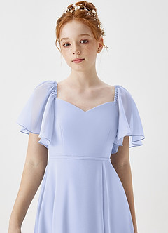 Azazie Chloe Junior Vestido de Lavanda de Gasa de Corte en A con Escote de Corazón image6