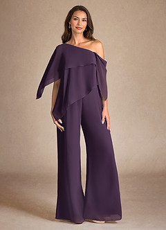 Azazie Halima vestidos de madre de la novia Vestido de Ciruela de Gasa de Mono/Traje de pantalón con Corte Lateral image1