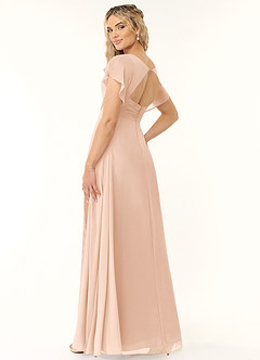Azazie Rylee Robes de demoiselle d'honneur Robe Trapèze en Mousseline de soie Plissée Rose Perle image4