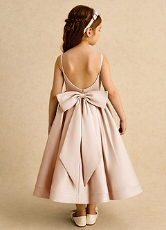 Azazie Babs Blumenmädchenkleider Ballkleid Plissee Matte Satin Kleid Englisches Rosa image6