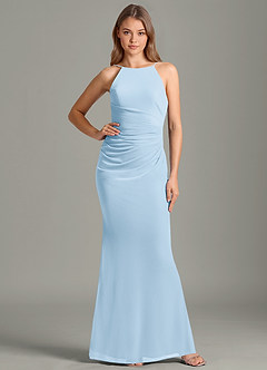 Azazie Sorcha Bridesmaid Dresses Sky Blue Mermaid Pleated Mesh Dress image1