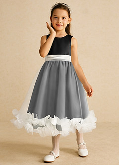 Azazie Stardust Flower Girl Dresses Black A-Line Sleeveless Organza Dress image5
