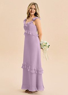 Azazie Tavie Junior Robe Trapèze en Mousseline de soie Rayé Glycine image6