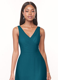 Azazie Nala Bridesmaid Dresses Ink Blue A-Line Pleated Chiffon Dress image4