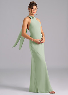 Azazie Velli Bridesmaid Dresses Dusty Sage Mermaid Bow Chiffon Dress image3