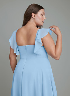Azazie Leilani Bridesmaid Dresses Powder Blue A-Line Pleated Chiffon Dress image12
