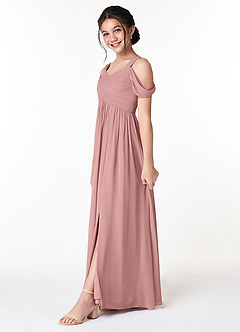 Azazie Lianne Junior Dusty Rose A-Line Off the Shoulder Chiffon Dress image3