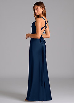 Azazie Hati Bridesmaid Dresses Dark Navy Mermaid Stretch Satin Dress image6