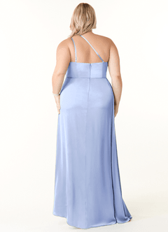 Azazie Maron Robes de demoiselle d'honneur Robe Trapèze en Satin extensible Epaule unique Eis image8
