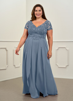Azazie Dunja Mother of the Bride Dresses Twilight A-Line V-Neck Lace Chiffon Dress image7
