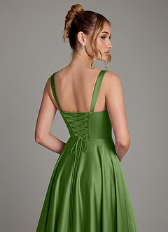 Azazie Azaria Robes de demoiselle d'honneur Robe Trapèze en Satin extensible Corset Basilic image2