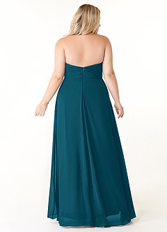 Azazie Tessie Bridesmaid Dresses Ink Blue A-Line V-Neck Pleated Chiffon Dress image7