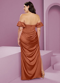 Barbie ♥ Azazie Jurken voor bruidsmeisjes Converteerbaar Jurk van Stretch Satijn met Kolom Off the Shoulder Ceder Roos image11