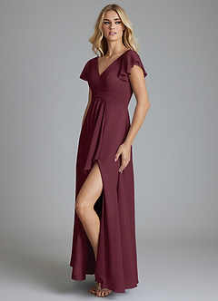 Azazie Omari Bridesmaid Dresses Cabernet A-Line Chiffon Dress image4