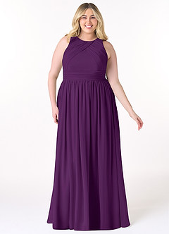 Azazie Harper Brautjungfernkleider A-Linie Plissee Chiffon Kleid Traube image6