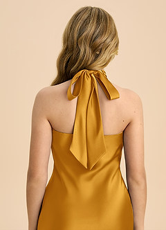 Azazie Chickie Junior Etui Plissee Stretch-Satin Kleid Butterscotch image6