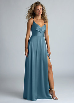 Azazie Davis Bridesmaid Dresses Bermuda A-Line Pleated Stretch Satin Dress image5