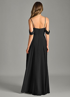 Azazie Chelsey Abiti da Damigella Abito Convertibile A-Line in Chiffon a Spalla Scoperta Nero image7