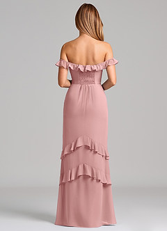 Azazie Marilynn Venta Final Vestido de Rosa Polvorienta de Gasa de Corte Sirena con Vestidos sin tirantes image2