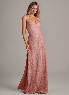 Azazie Aliza Bridesmaid Dresses Rosette A-Line Floral Burnout Dress image3