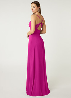 Azazie Minie Bridesmaid Dresses Fuchsia A-Line Bow Chiffon Dress image5