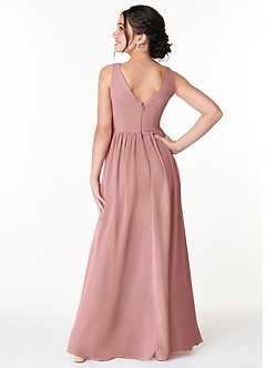 Azazie Sawyer Junior Dusty Rose A-Line Pleated Chiffon Dress image2