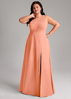 Azazie Phaedra Bridesmaid Dresses Sunset A-Line One Shoulder Chiffon Dress image13