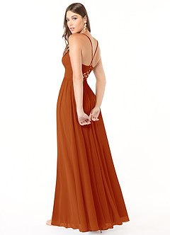 Azazie Aaida Bridesmaid Dresses Paprika A-Line Corset Chiffon Dress image5