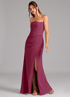 Azazie Jenine Bridesmaid Dresses Mulberry Mermaid Strapless Chiffon Dress image4