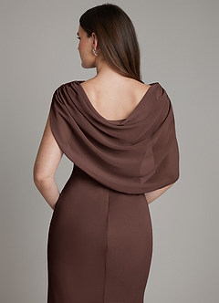 Azazie Hadley Robes de demoiselle d'honneur Robe Sirène en Mousseline de soie Plissée Ganache image7