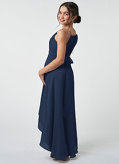 Azazie Oaklynn Junior Dark Navy A-Line Pleated Chiffon Dress image5