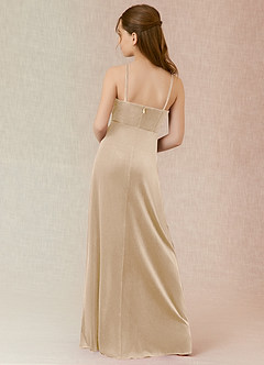 Azazie Solange Junior Champagne A-Line Velvet Dress image2