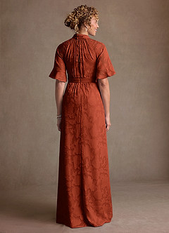 Azazie Hypatia Klänningar till brudens mor Klä Tubklänning i Blommig Utbrändhet Plisserad Kastanjebrunt image3